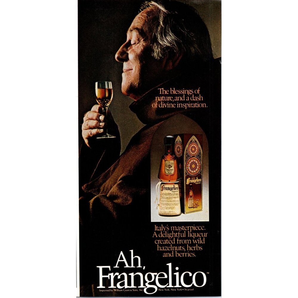 1981 Frangelico Liqueur Italy Monk Robe Priest Vintage Print Ad Bar Wall Art
